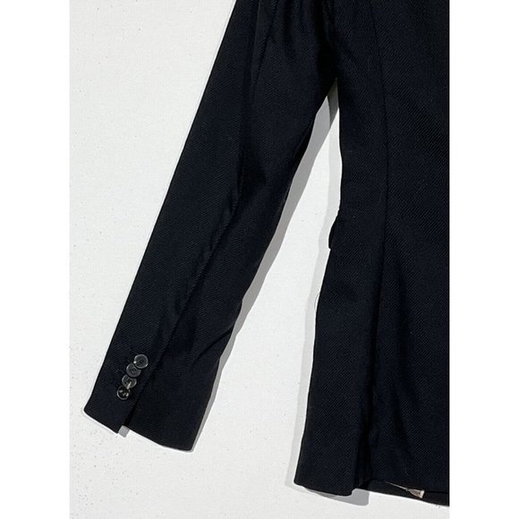 Massimo Dutti Classic Black Wool One-Button Career Blazer Jacket - Picture 6 of 12